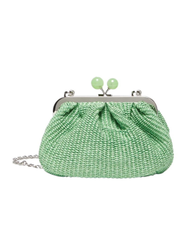 Weekend Max Mara Small Raffia-effect Pasticcino Bag In Emerald