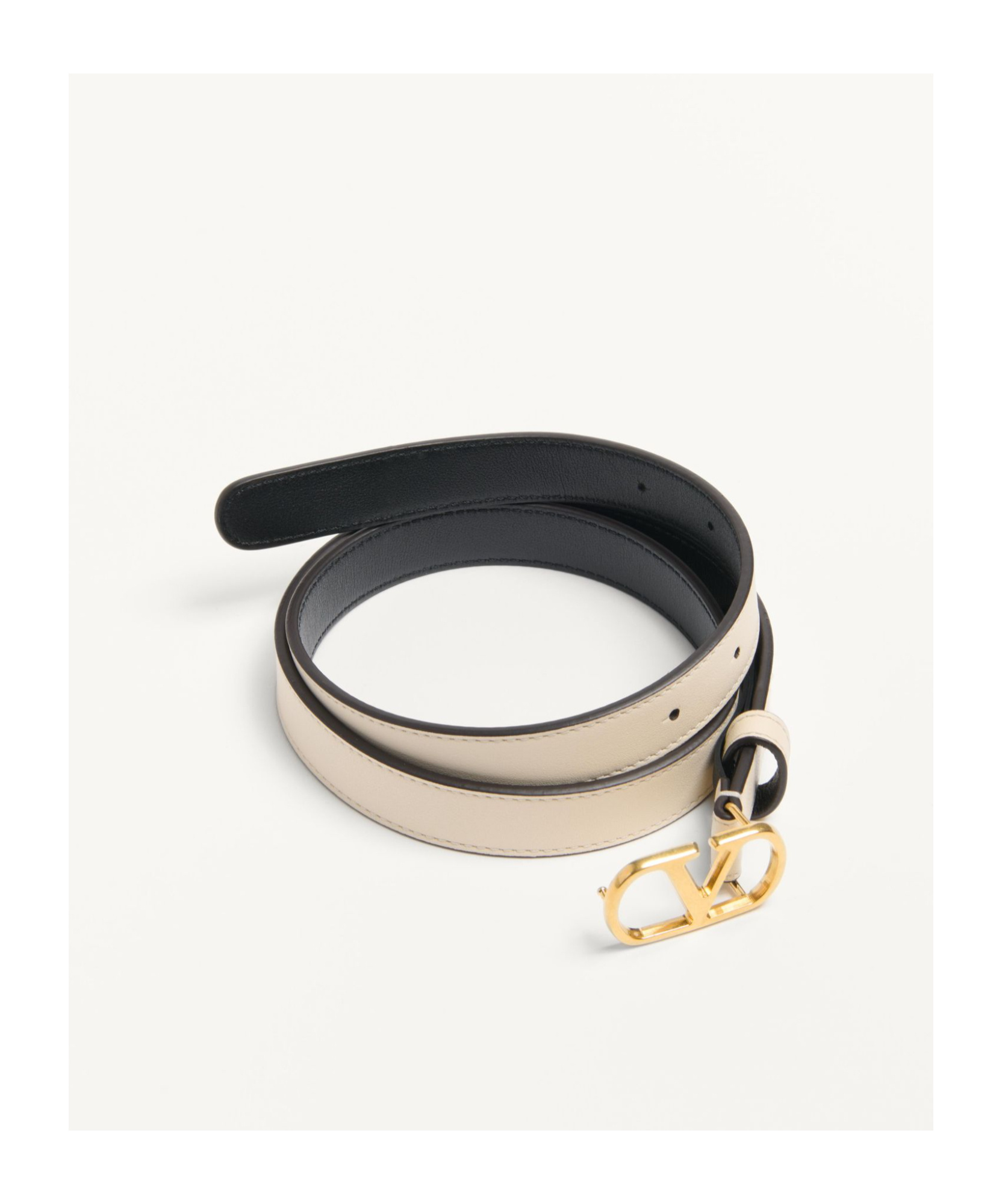 Valentino Garavani Vlogo Signature Belt In Shiny Calfskin 30 Mm Woman Ivory 095 In Nude