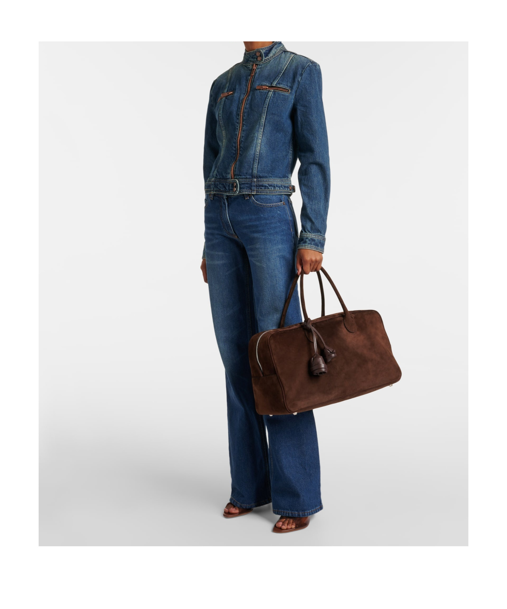 Magda Butrym Brigitte Large Leather-trimmed Suede Tote In Green