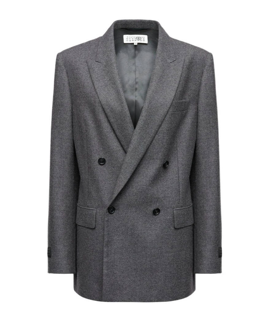 Mm6 Maison Margiela Mm6 By Maison Margiela Double-breasted Medium Grey Jacket With Elegant Tailoring