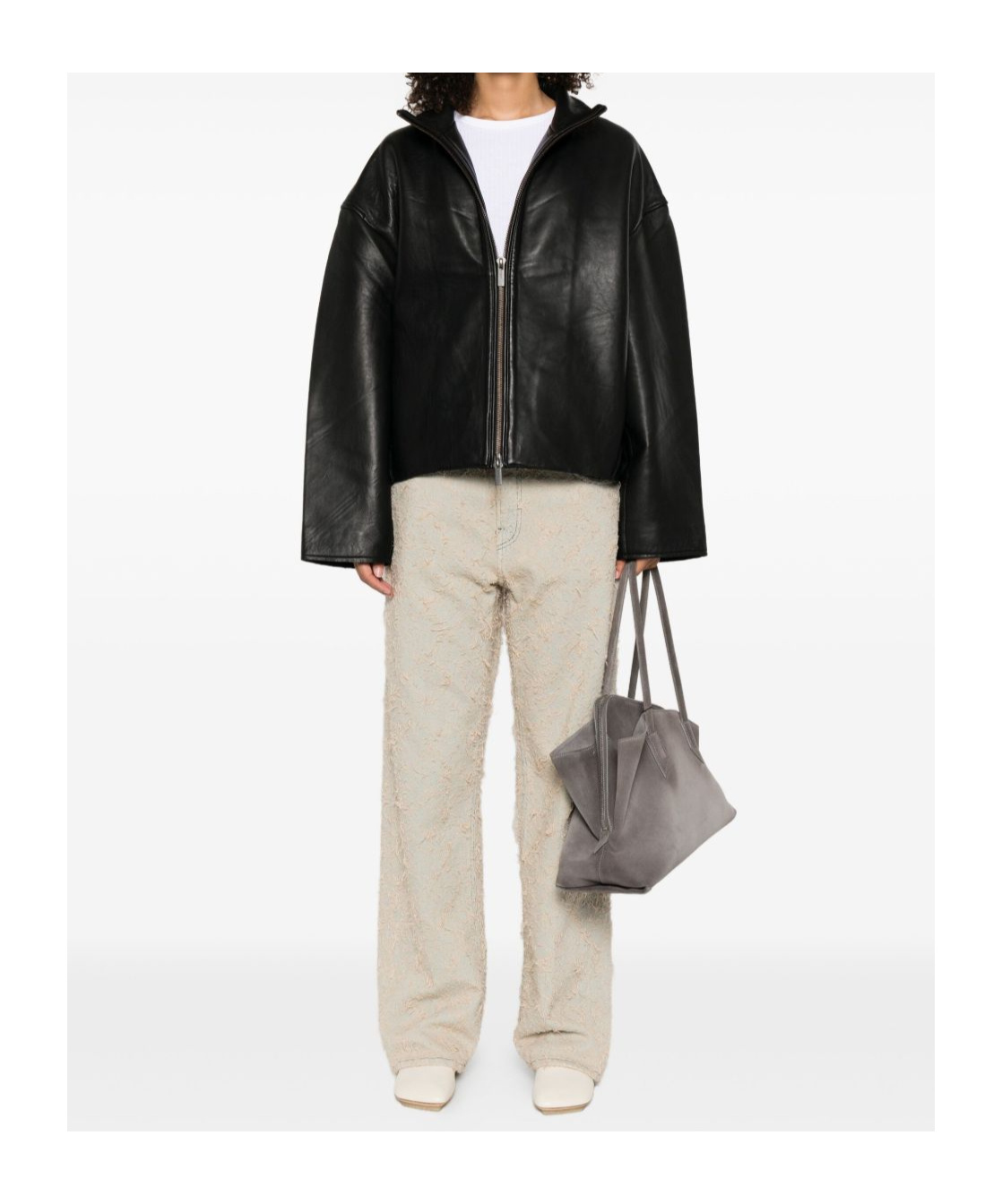 Remain Birger Christensen Long-sleeved Leather Jacket In Black