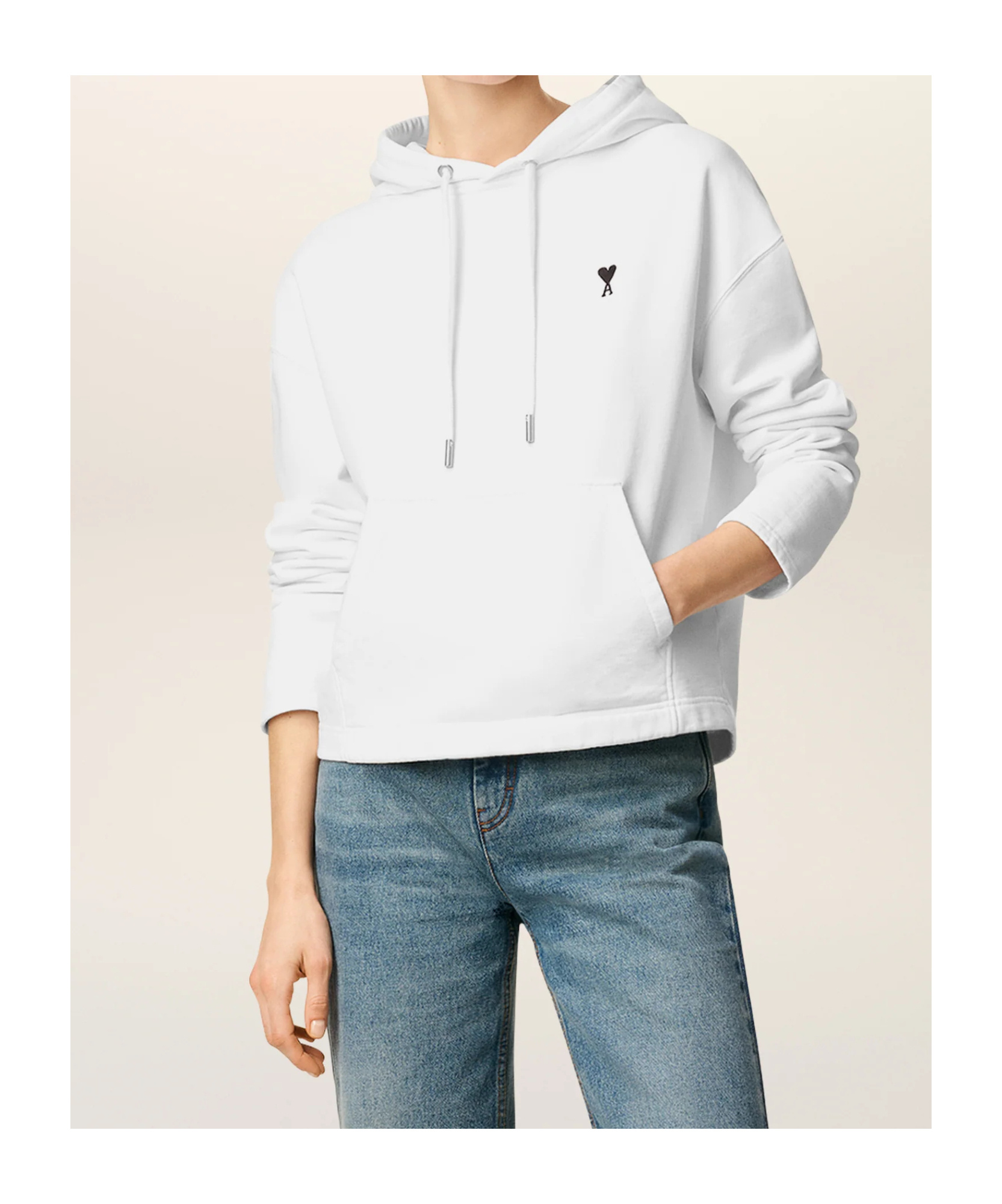 Ami Alexandre Mattiussi Ami Paris Ami Paris De Coeur Cotton Hoodie In White
