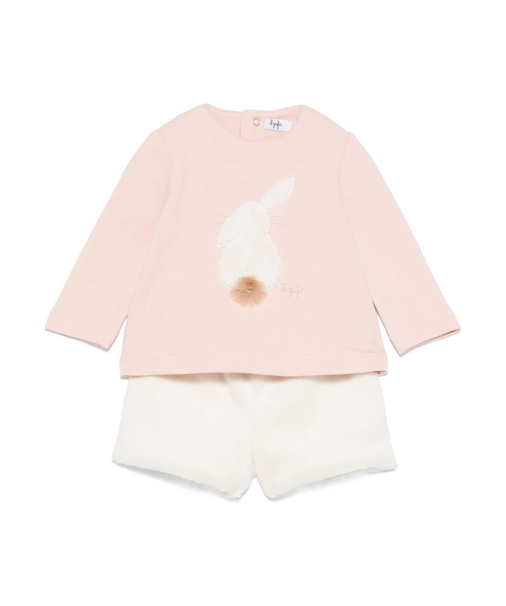 Il Gufo Bunny-motif Short Set In Pink