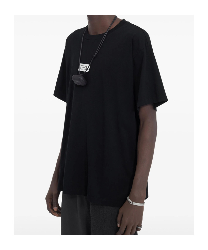 Mm6 Maison Margiela Mm6 By Maison Margiela Relaxed-fit Black Cotton T-shirt With Front Logo Patch
