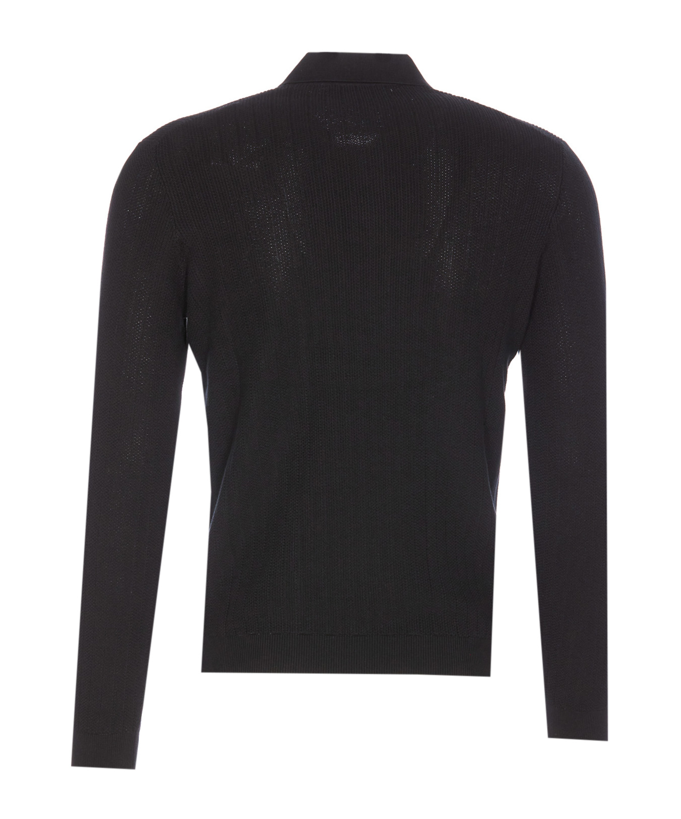 Brunello Cucinelli Ribbed-knit Polo Shirt In Black