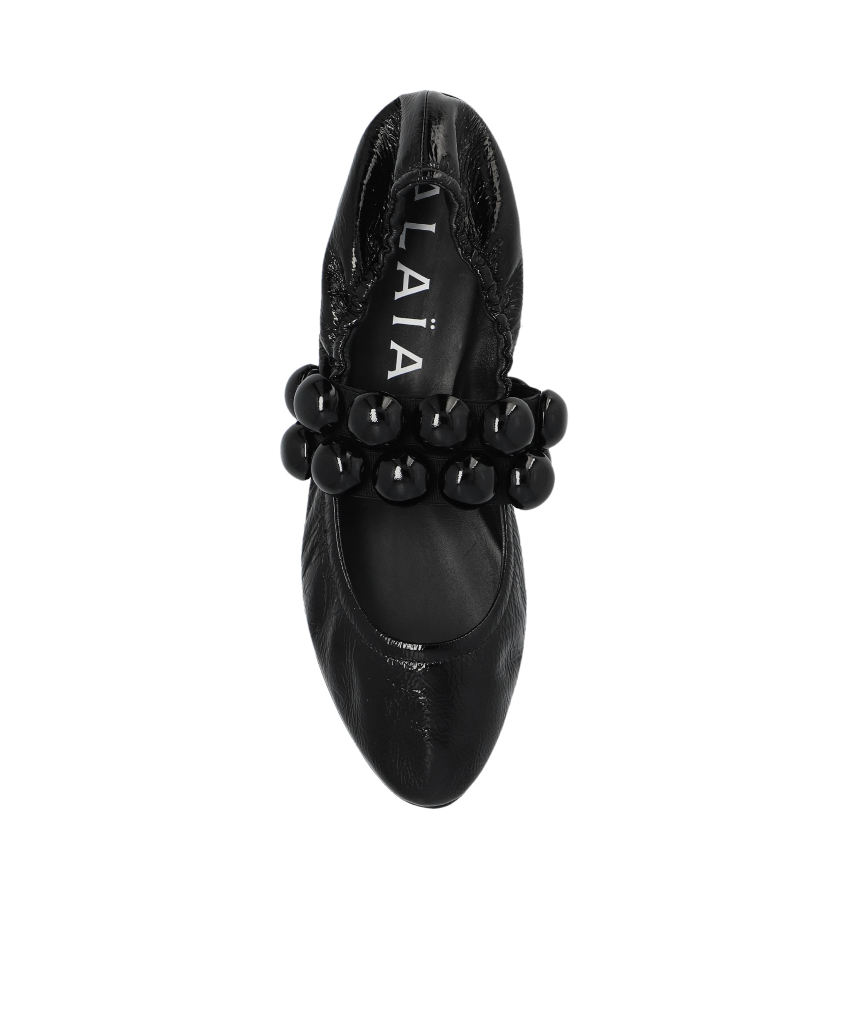 Alaïa Embellished Crinkled-leather Ballet Flats In Black