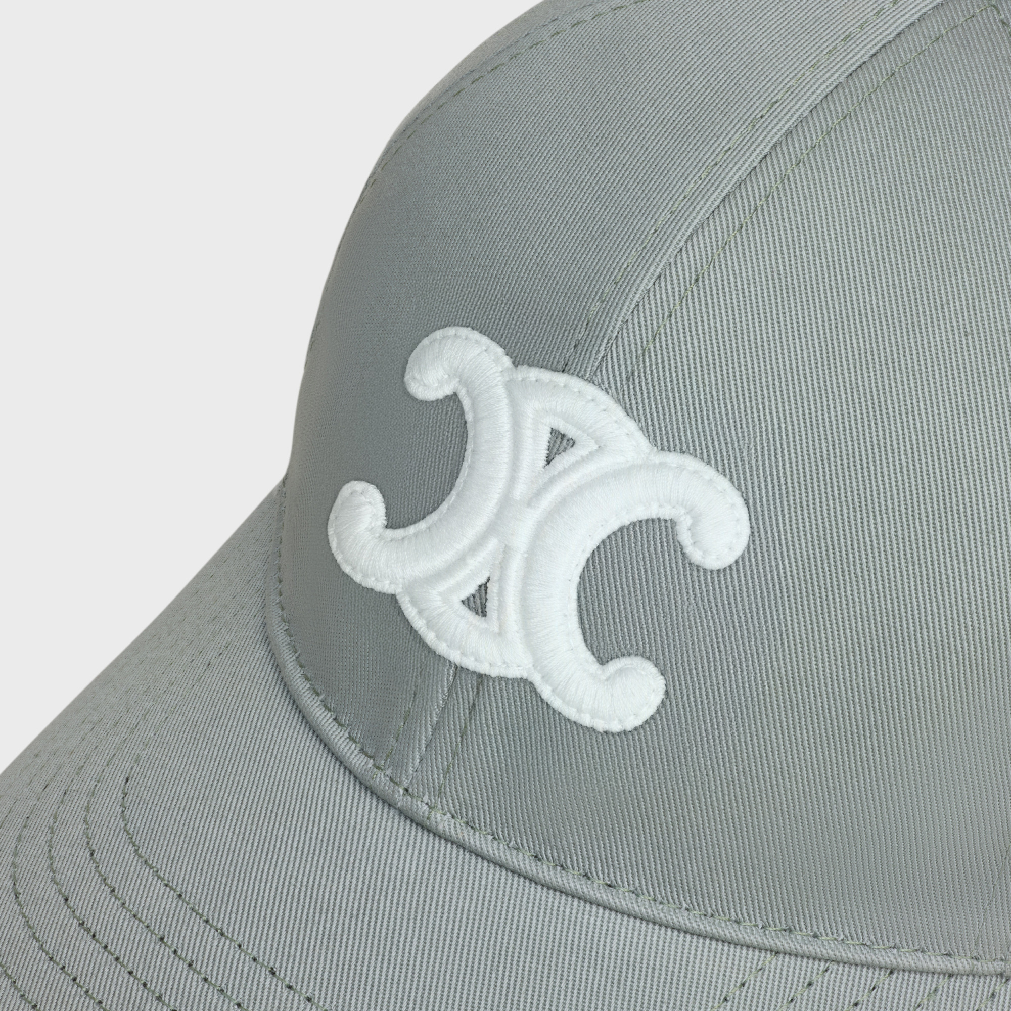 Celine Triomphe Washed Cotton Baseball Cap In Blue-gray
