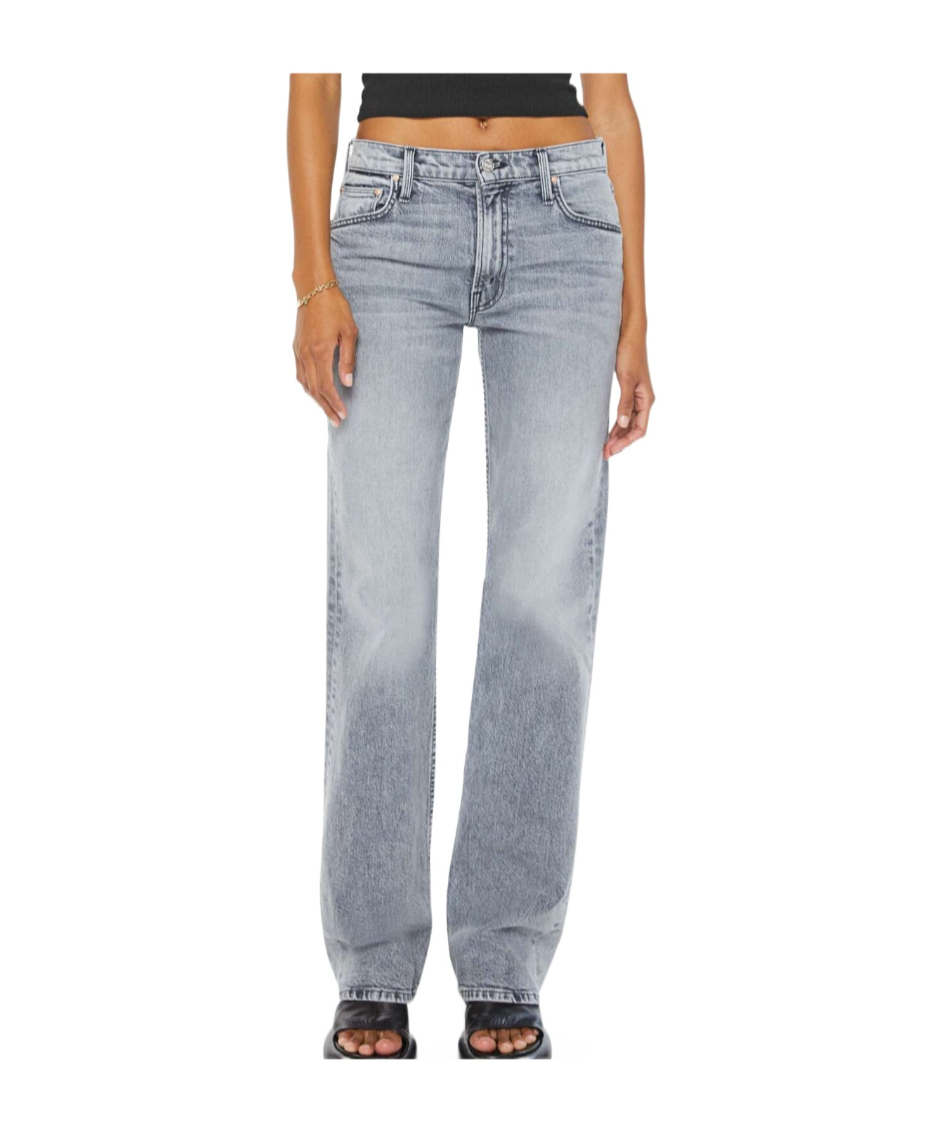 Mother The Enchanter Heel Jeans In Gray