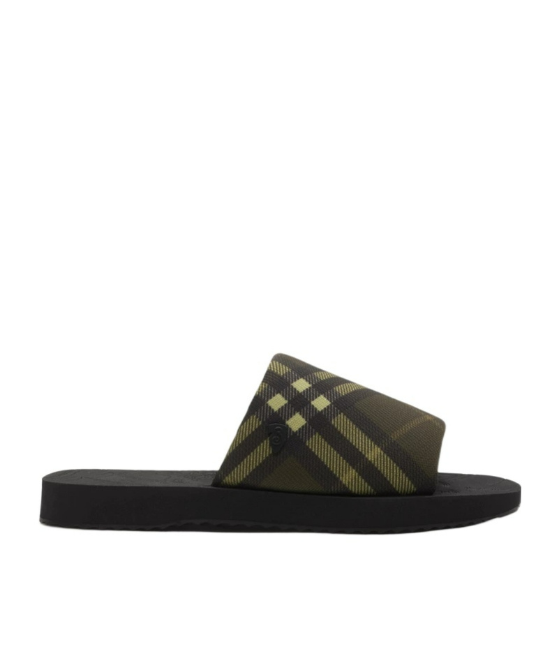 Burberry Green Trek Sandals In Black