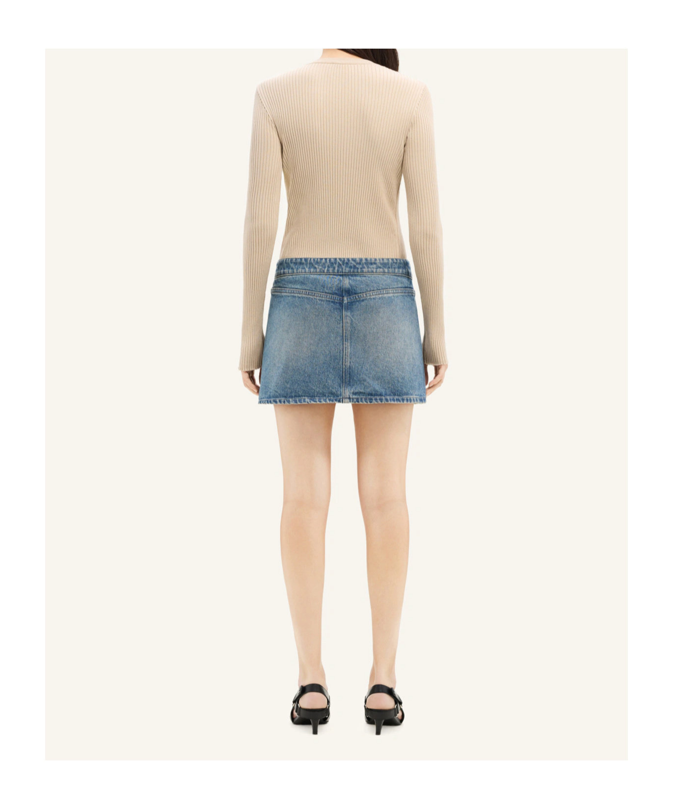 Courrèges Pocket Denim Miniskirt In Gray