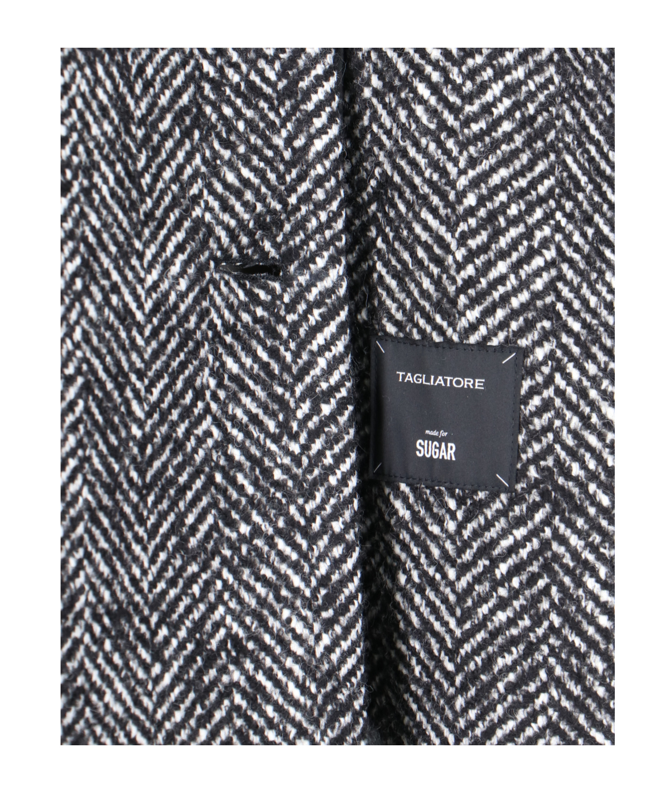 Tagliatore Black Chevron Wool Blend Amanda Coat In Gray
