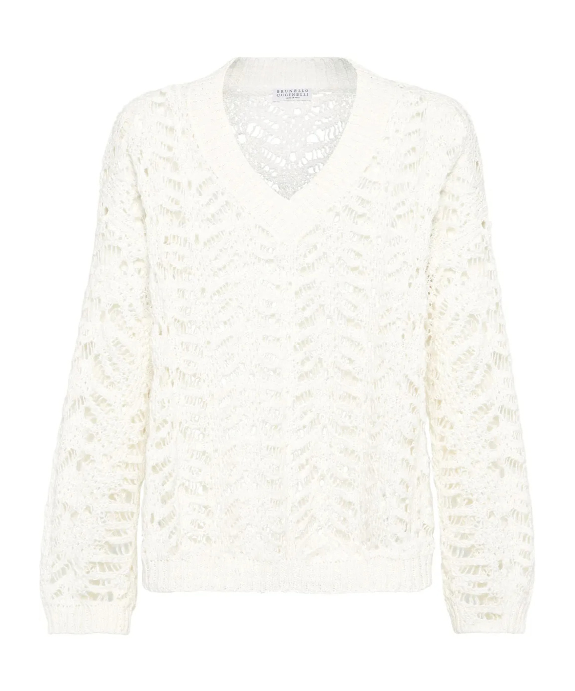 Brunello Cucinelli Women Silk And Linen Foliage Sweater In White