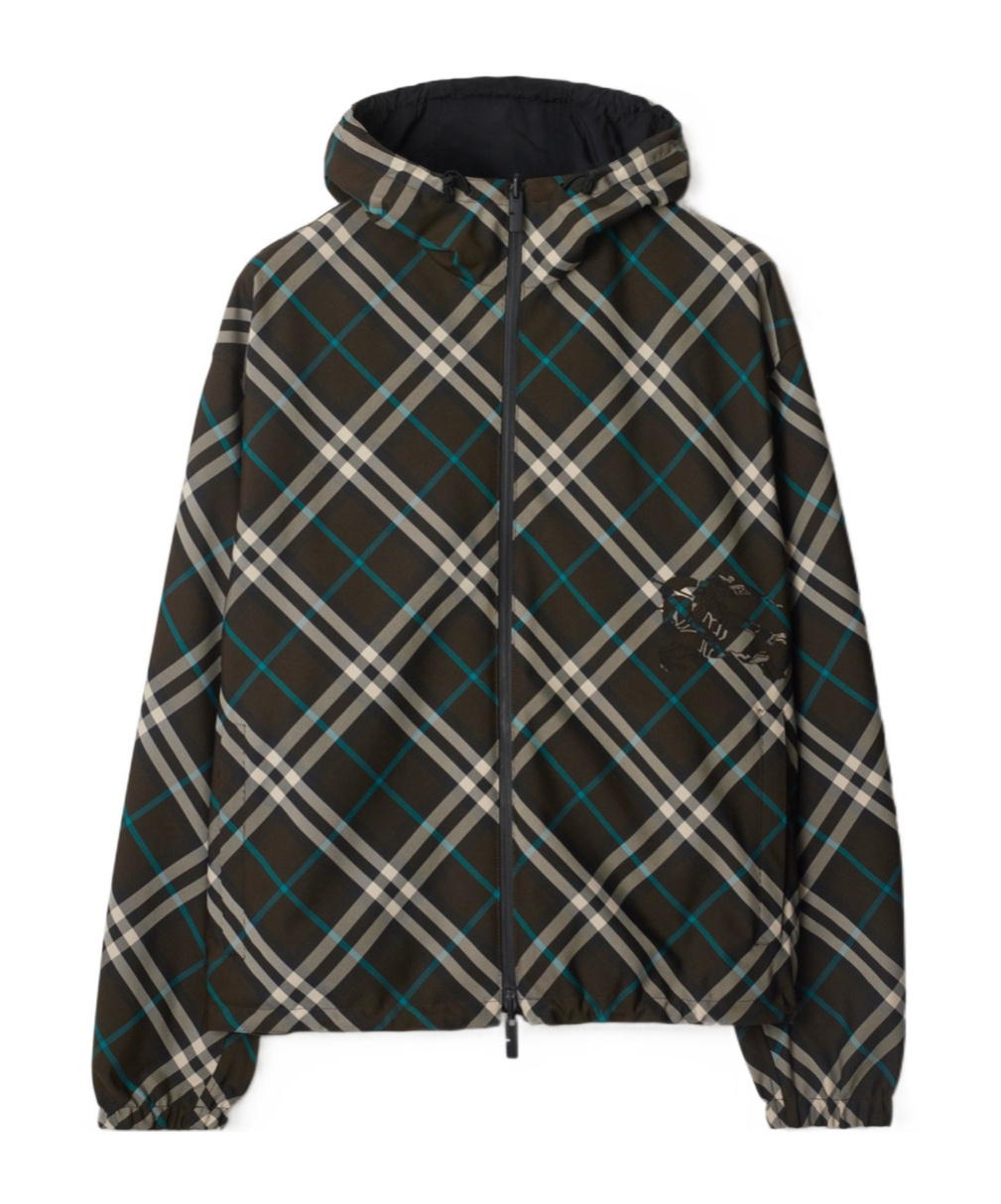 Burberry Anorak Check-pattern Zipped Hooded Jacket In Black