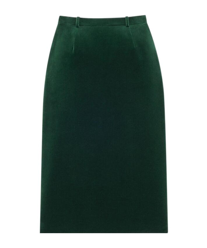 Saint Laurent Midi Wrap Skirt In Cotton Velvet In Green