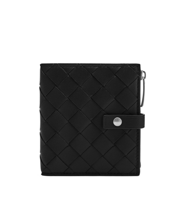 Bottega Veneta Intreciato Knitting Wallet In Black