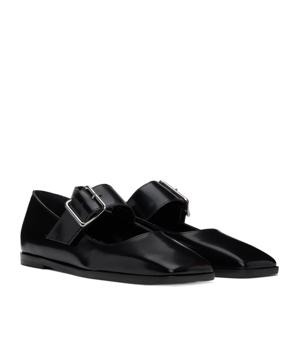 Aeyde Sunny Polido Dancer Lamb Leather Flats In Black