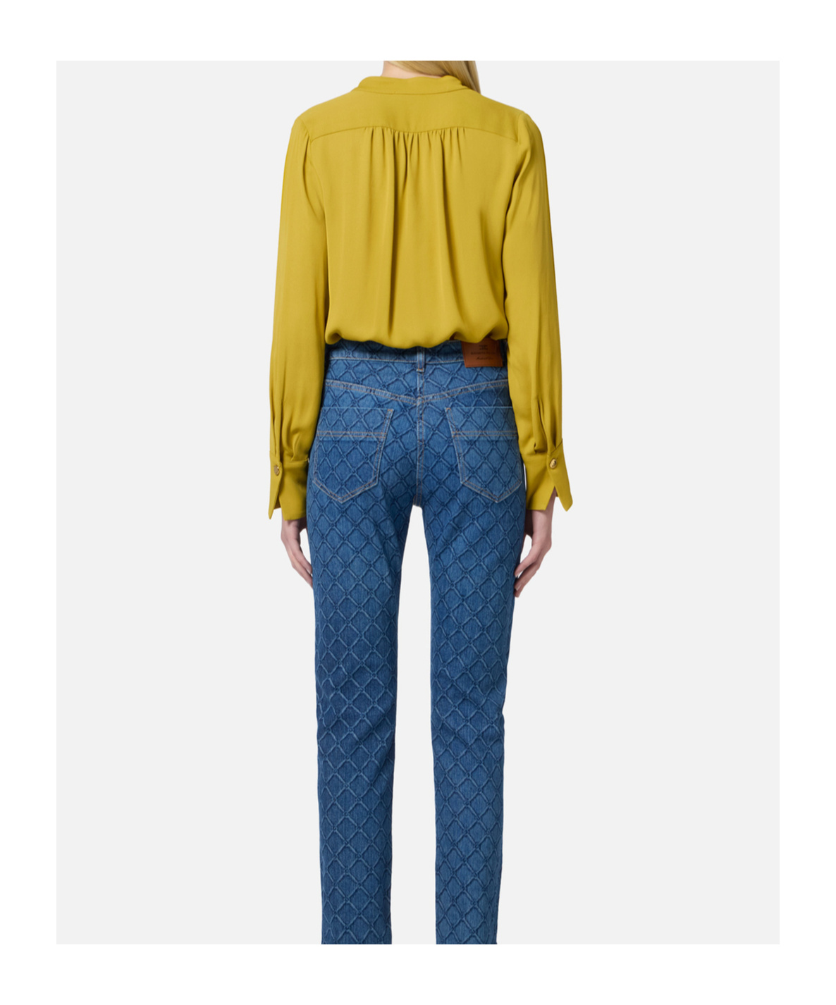Elisabetta Franchi Logo-charm Georgette Blouse In Yellow