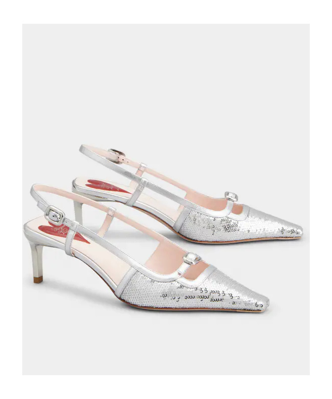 Roger Vivier Small Buckle Slingback Pumps In White