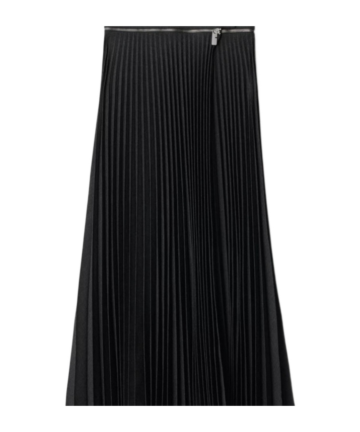 Shop Burberry Pleated Stretch Wool Skirt In Black