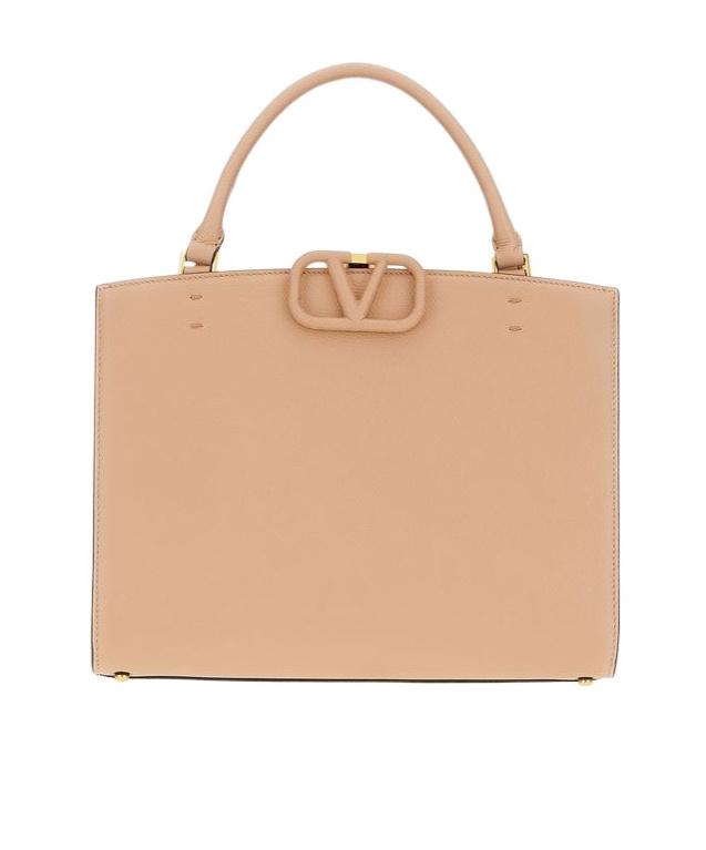 Valentino Vlogo-plaque Tote Bag In Nude