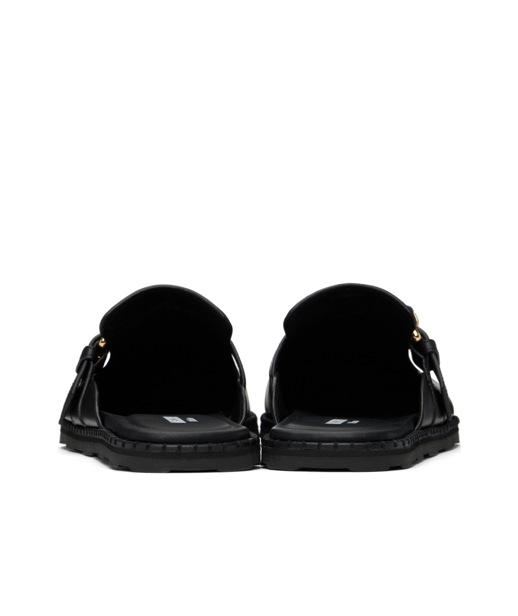 Moschino Black Leather Mule Loafers In Black