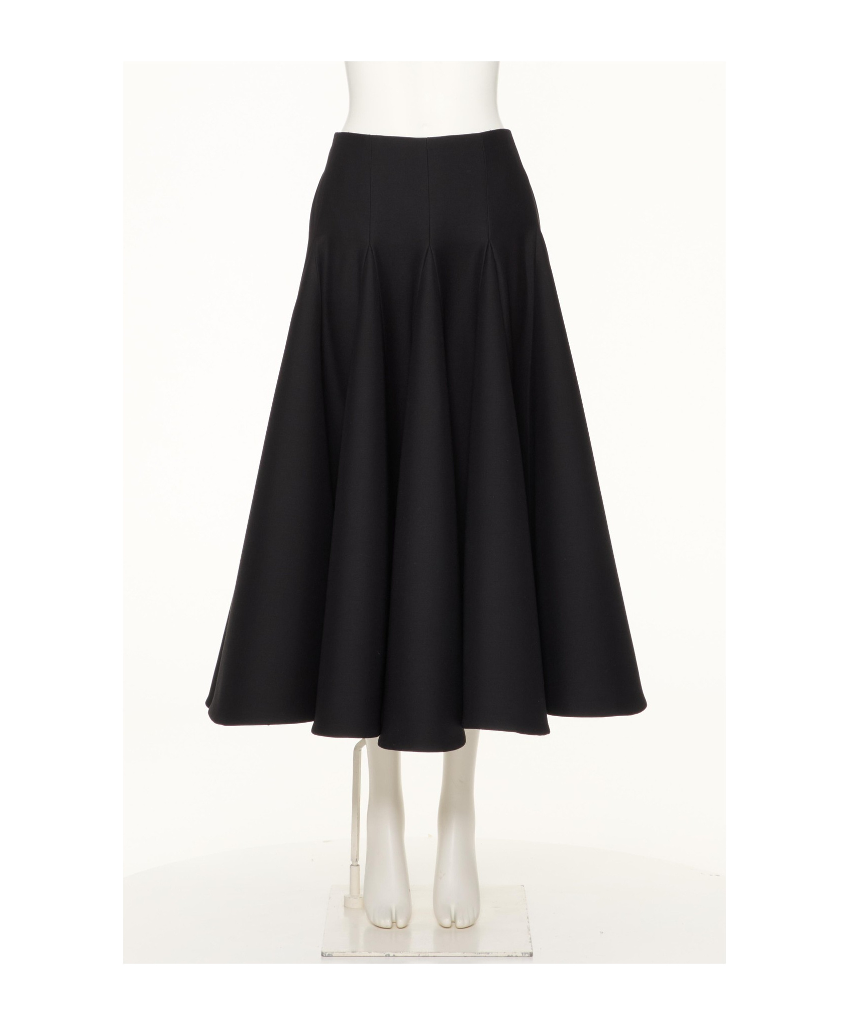 Valentino Flared Wool-silk Crepe Midi Skirt In Black