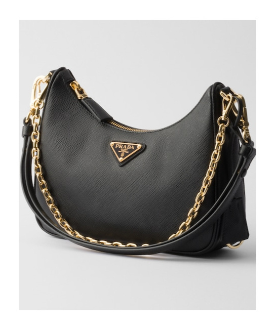 Prada Re-edition Leather Shoulder Backpack In Black