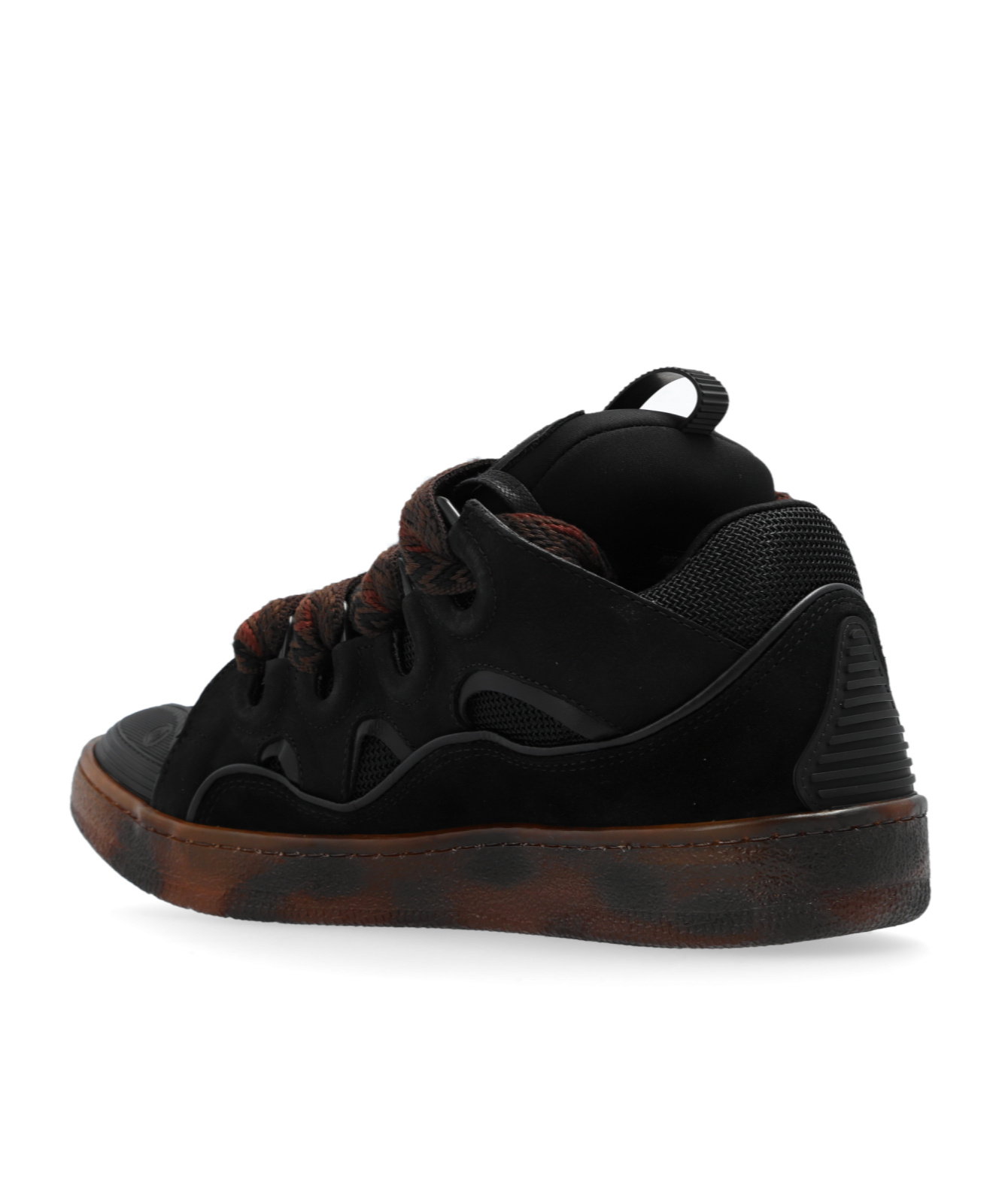 Lanvin Curb Leather Sneakers In Black