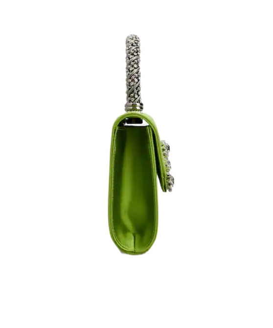 Roger Vivier Jewel Efflorescence Mini Bag In Satin In Green