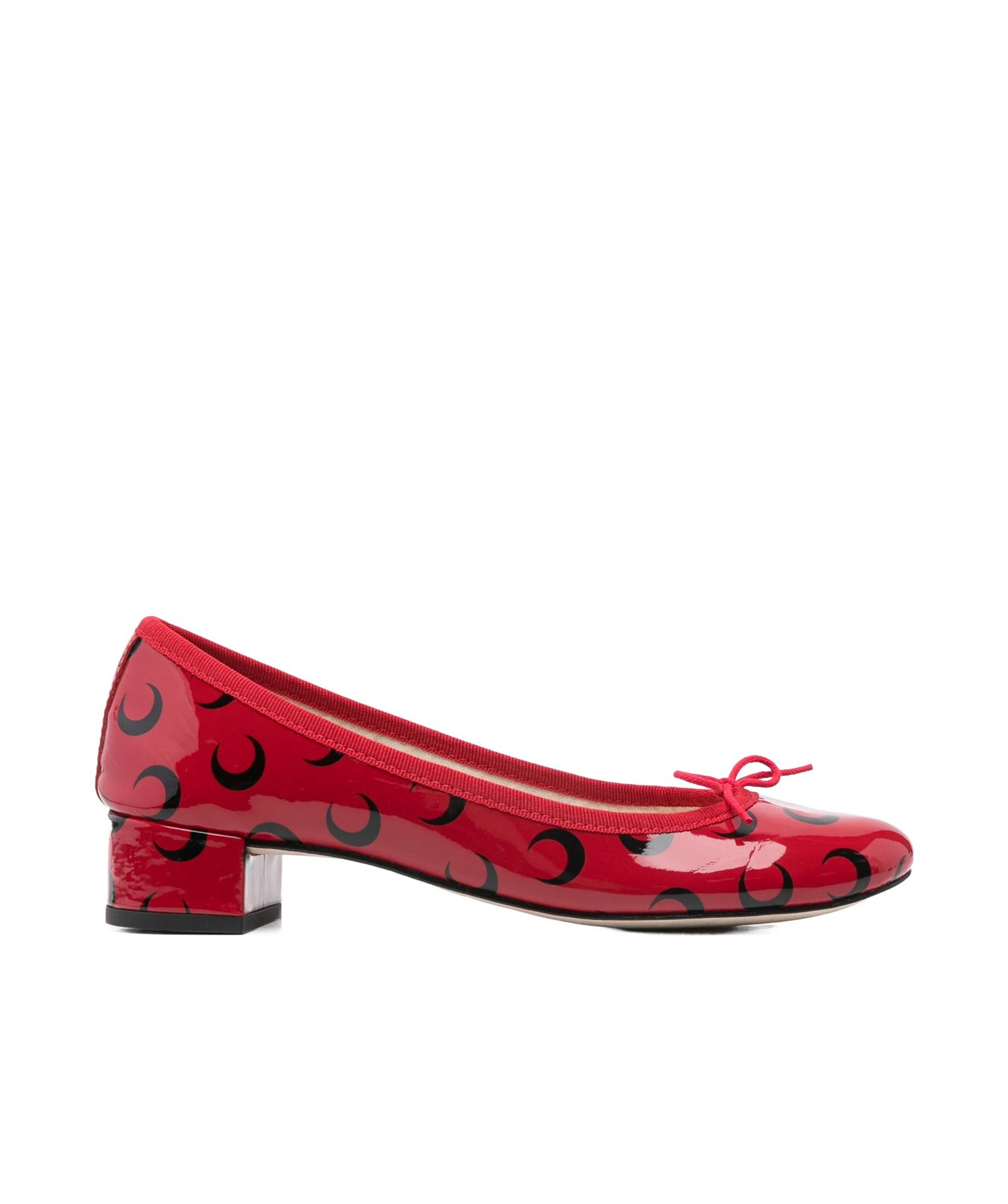 Marine Serre Moon Bow Ballerina Block Heel Shoes In Red