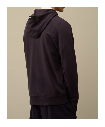 C.p. Company C.p.company Diagonal Raised Fleece Full Zip Hooded Sweatshirt In Black