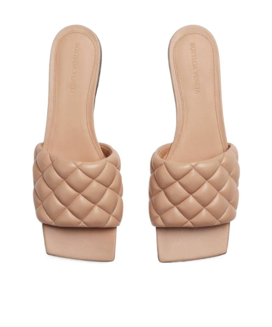 Bottega Veneta Skin Pink Nappa Leather Padded Slippers In Nude