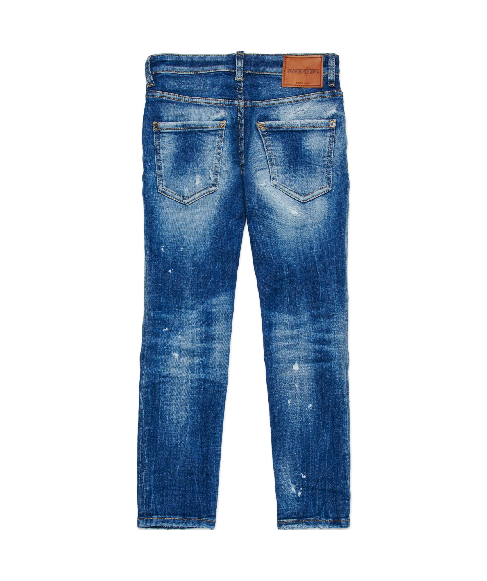 Dsquared2 Straight Jeans With Tears And Stains In Blue