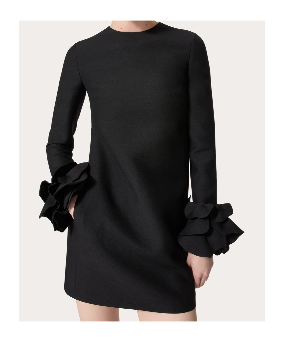 Valentino "double Compact Drill Mini Dress" In Black