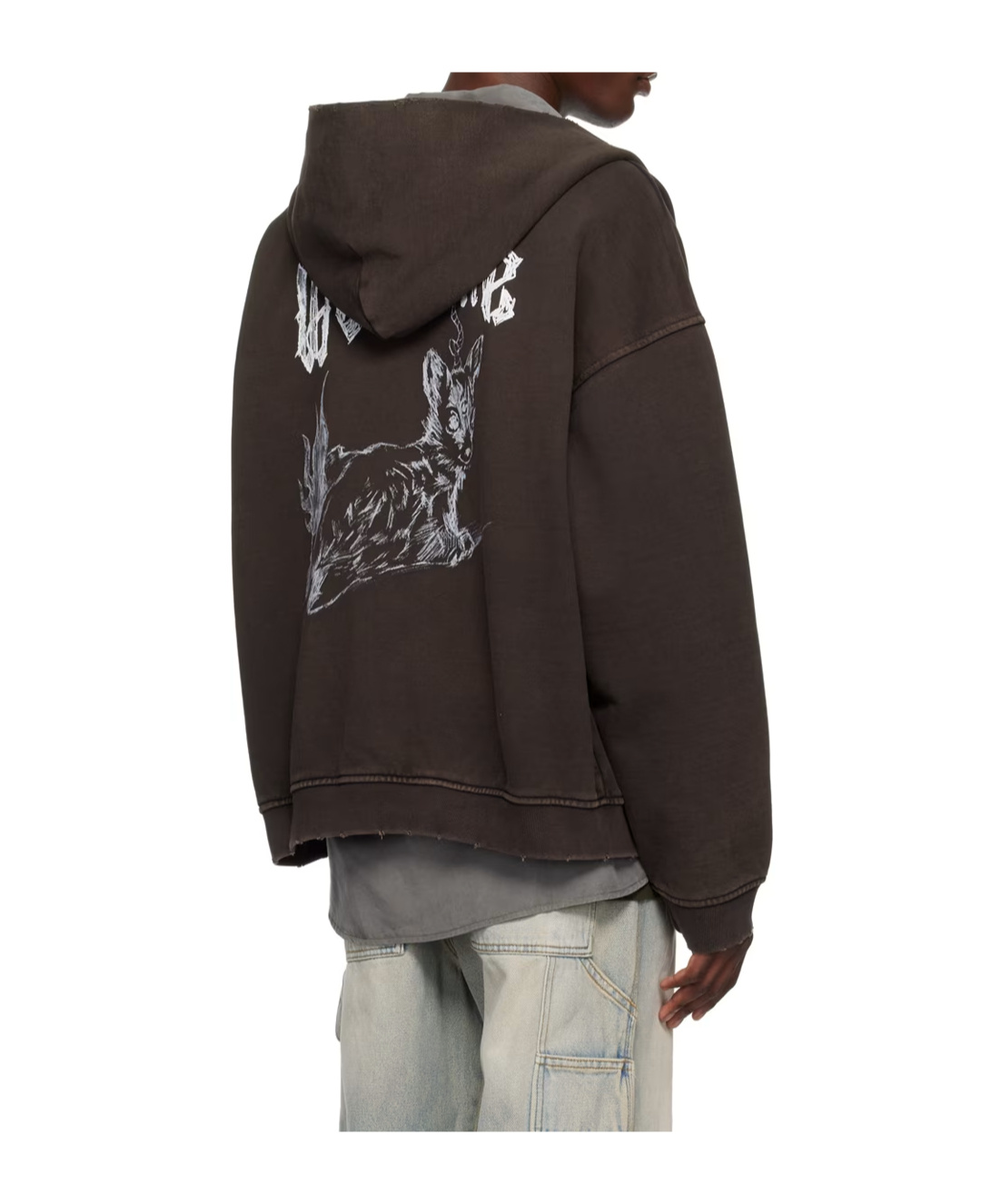 We11 Done Embroidered Logo Graphic-print Hooded Jacket In Black