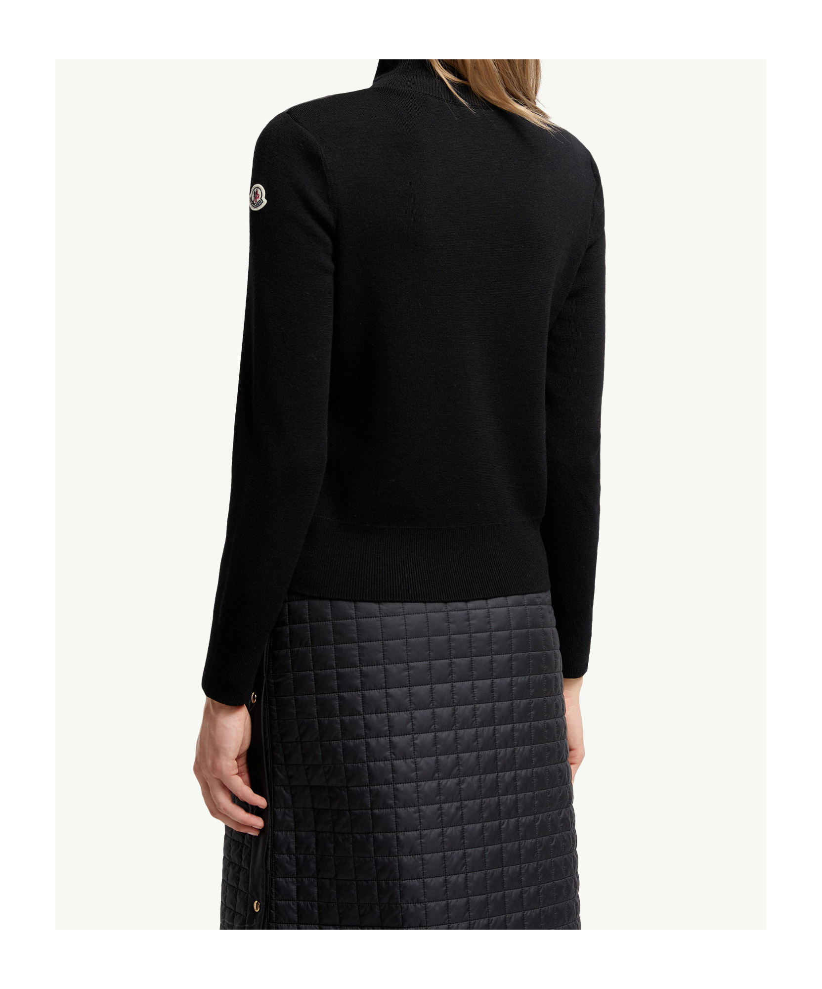 Moncler Wool Padded Cardigan With Zip Clothing In Black