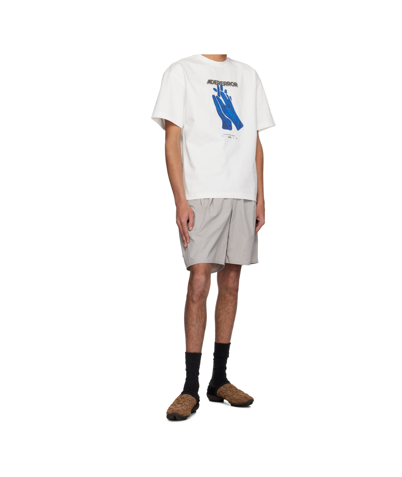 Ader Error Hand-print Cotton T-shirt In White