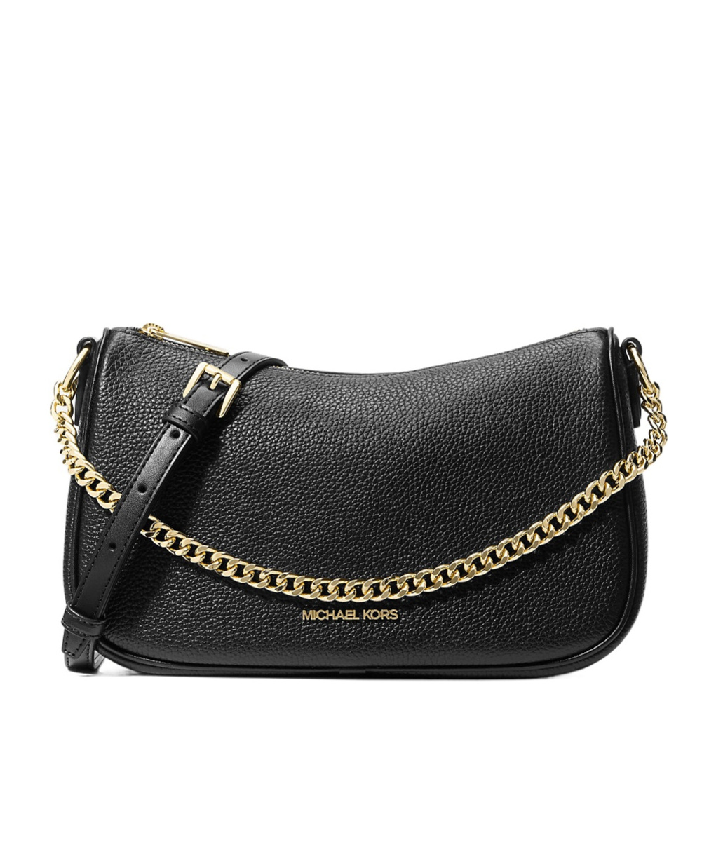 Michael Kors Carmela Medium Pebble Leather Dual-purpose Cross-body Bag In Black