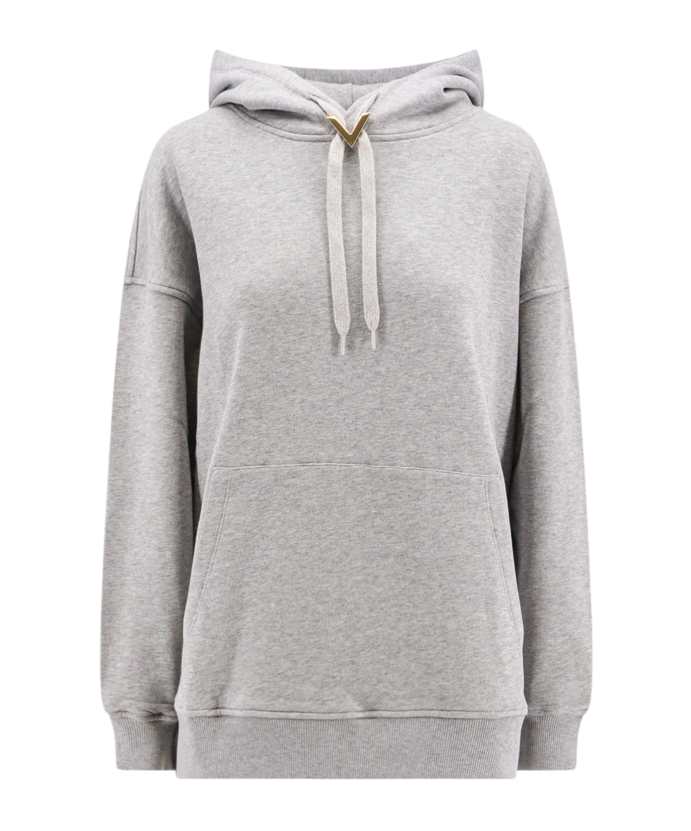 Shop Valentino Vgold-detail Hoodie In Gray