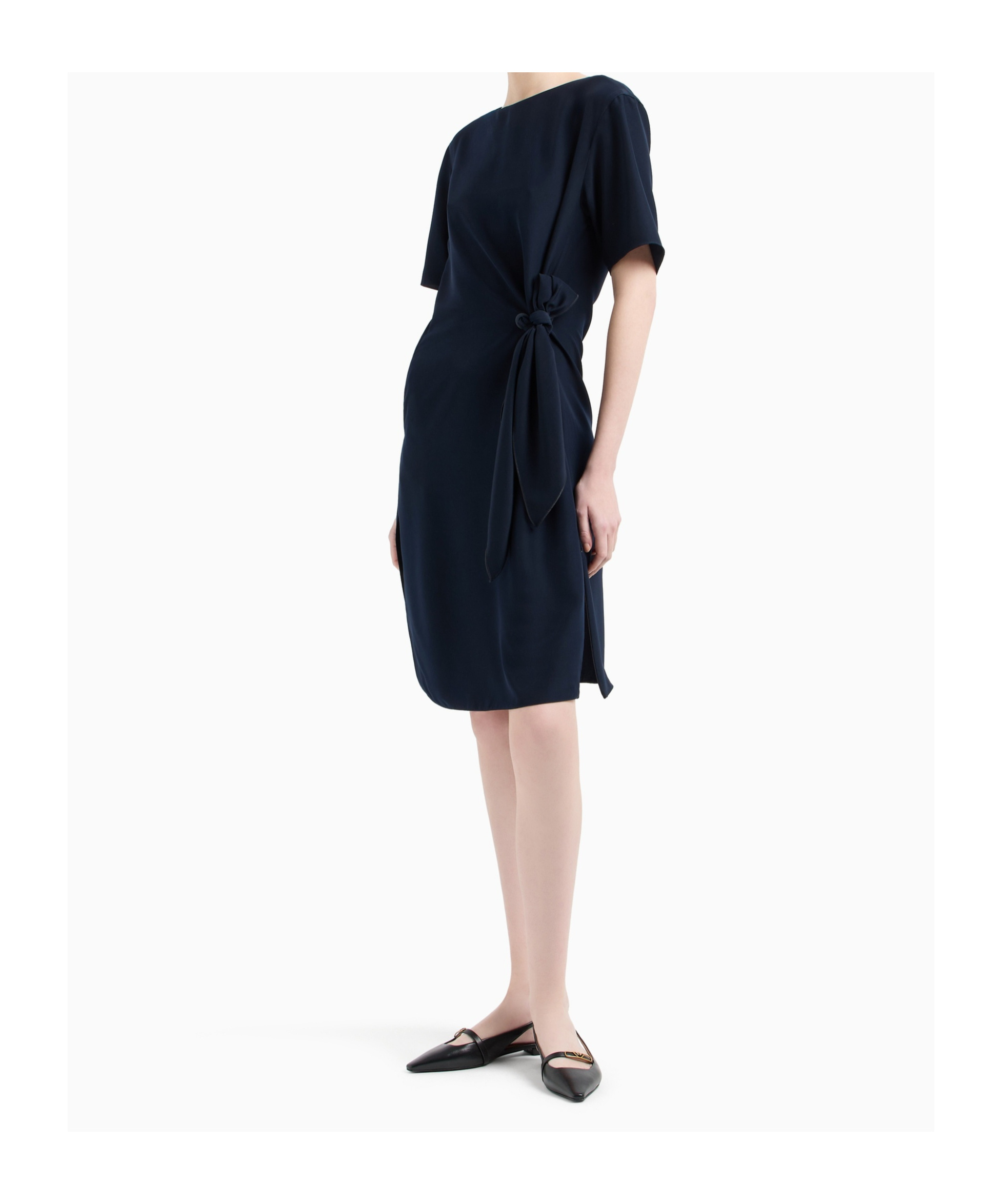 Emporio Armani Round Neck Dress In Black