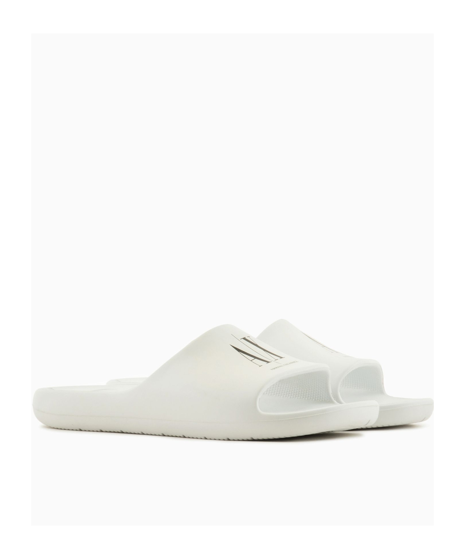 Armani Exchange Logo Slippers In White