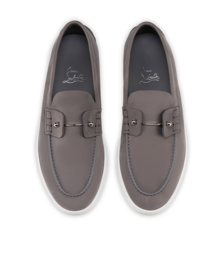 Christian Louboutin Chambeliboat Leather Boat Shoes In Gray