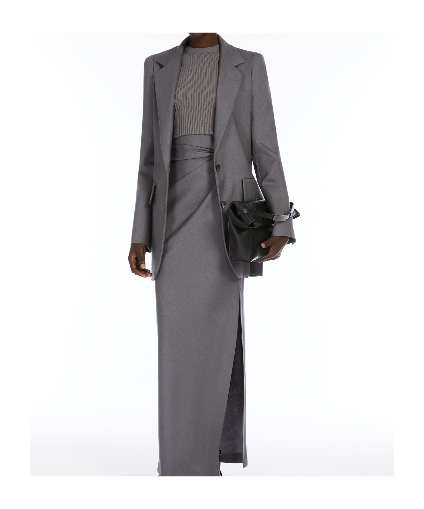 Max Mara Long-sleeved Suit Coat In Gray