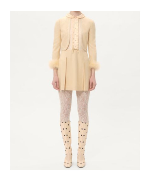 Valentino Feather-trimmed Embellished Jacquard And Woven Mini Dress In Birch Color