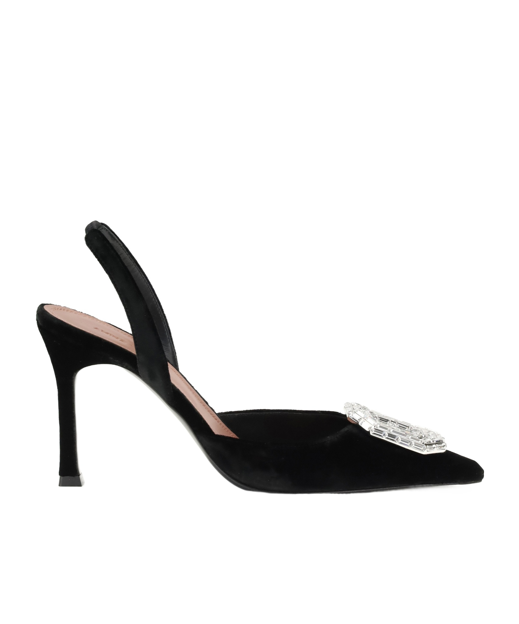 Amina Muaddi Scarpe Con Tacco Camelia In Velluto Nero  Donna In Black