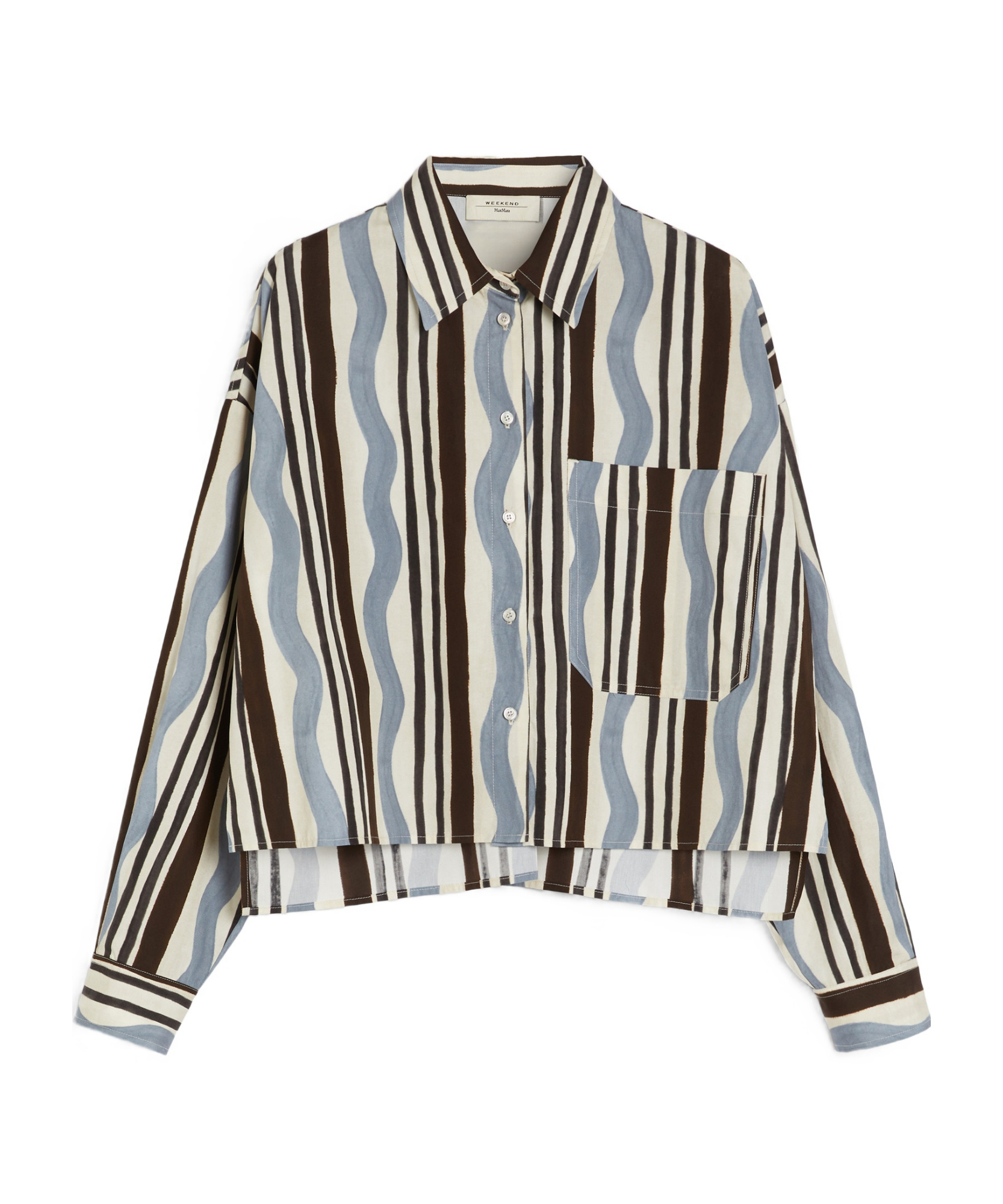 Weekend Max Mara Ragtime Shirt In Cotton With Stripes And Waves In Multicolor