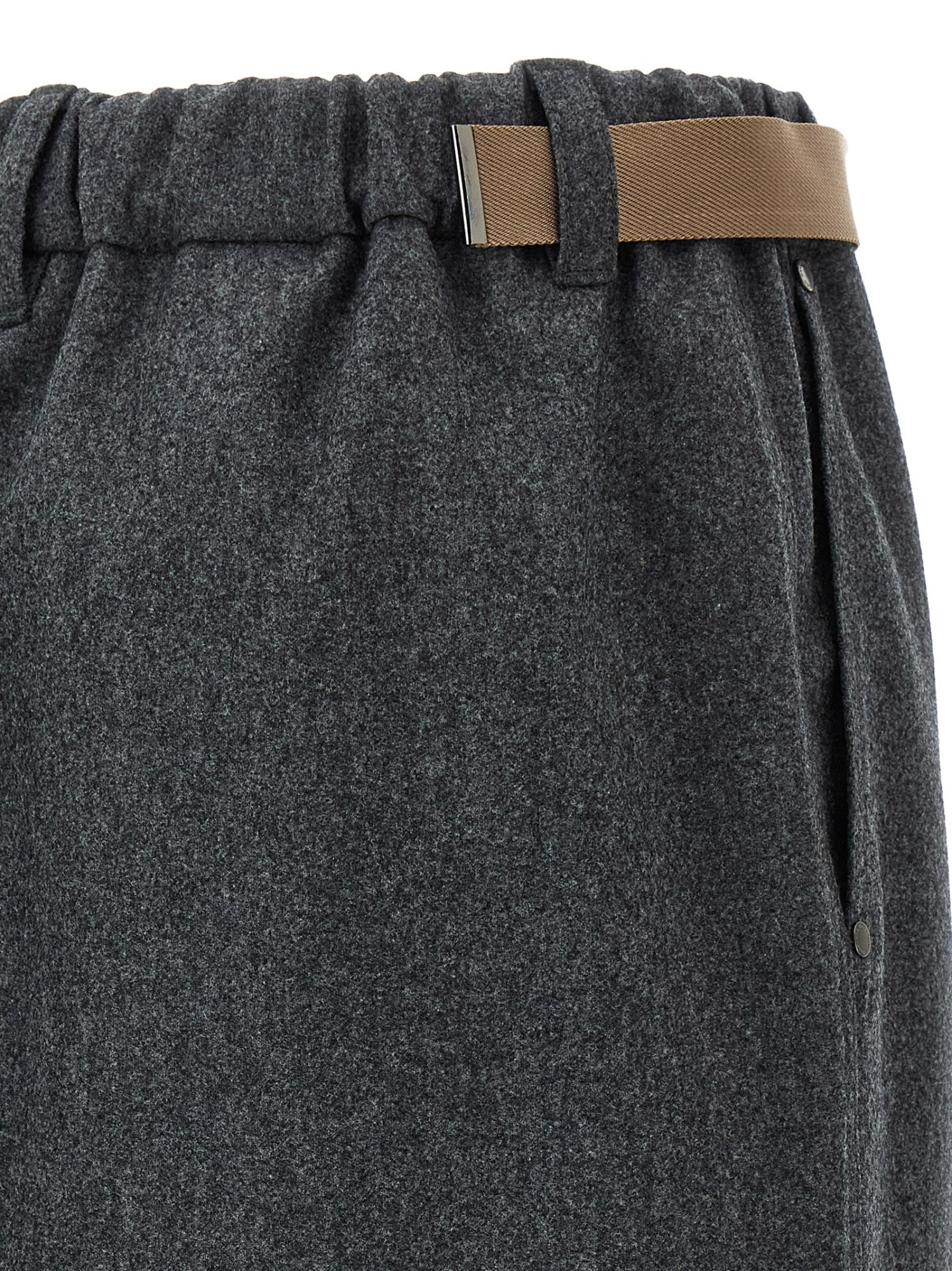 Brunello Cucinelli Elastic-waistband Monile Skirt In Gray