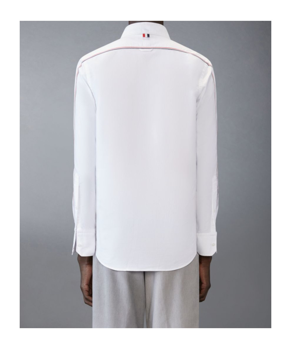 Thom Browne Rwb-stripe Cotton Shirt In White