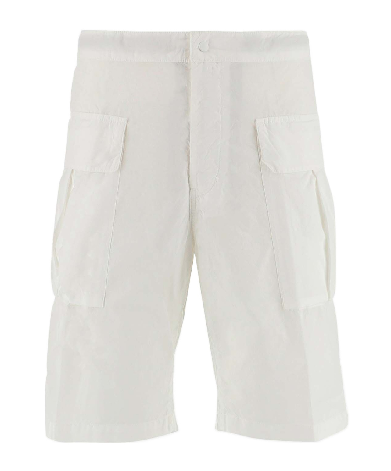 Aspesi Buttoned Straight-leg Cargo Shorts In White