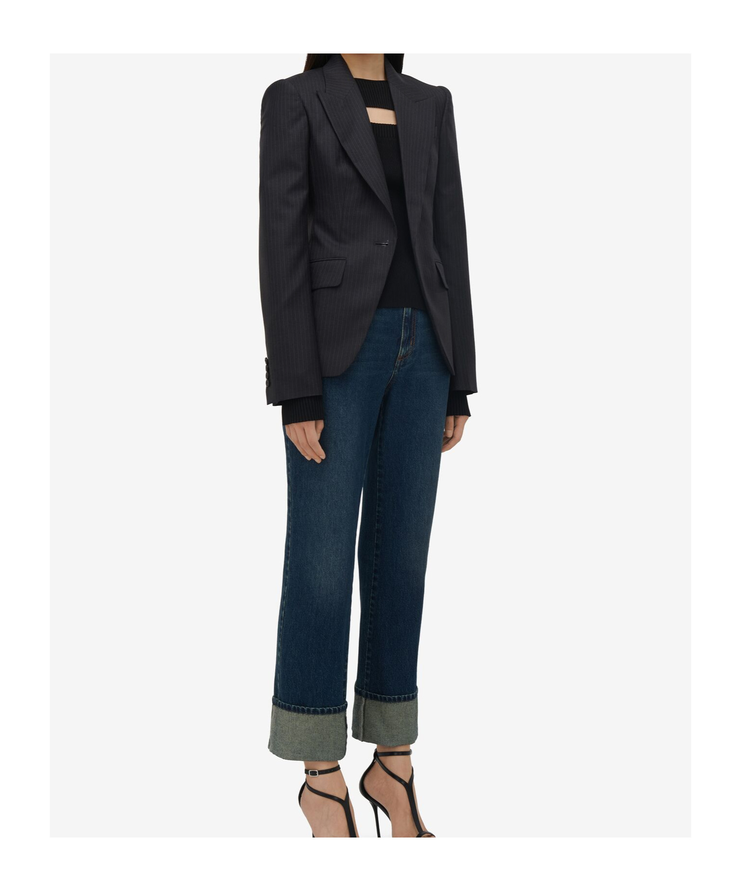 Alexander Mcqueen Alexander Mc Queen Pinstriped Single Breasted Blazer In Black